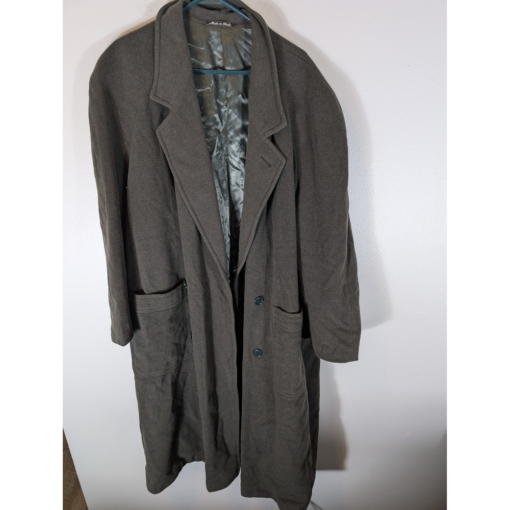 Mani by Giorgio Armani Men's 44R Vintage Wool Overcoat Made in Italy Green Coat